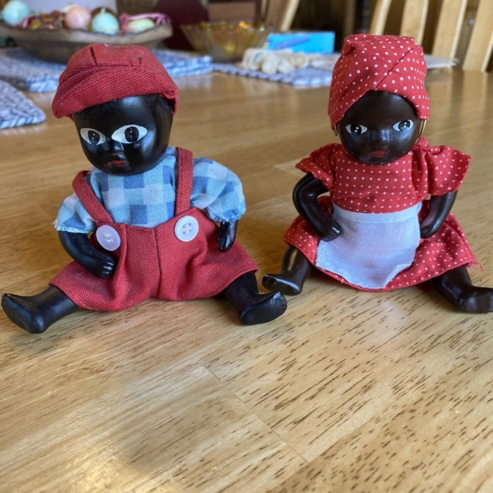 Vintage Red and Blue Kids Toy Dolls